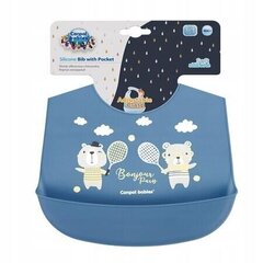 Силиконовый слюнявчик с карманом Canpol Babies Bonjour Paris, navy blue, 74/027_blu цена и информация | Слюнявчики | kaup24.ee