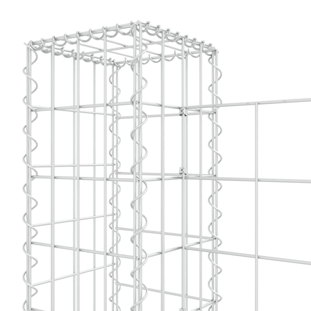 vidaXL U-kujuline gabioonkorv 4 postiga, raud, 380x20x100 cm цена и информация | Aiad ja tarvikud | kaup24.ee