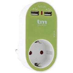 2 USB Portiga Seinapistik TM Electron Roheline цена и информация | Выключатели, розетки | kaup24.ee