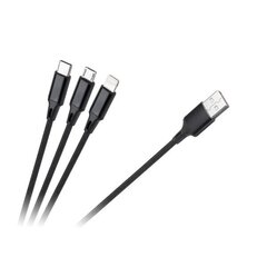 Кабель USB 3в1 microUSB, USB тип C, Lightning 100 см цена и информация | Кабели и провода | kaup24.ee