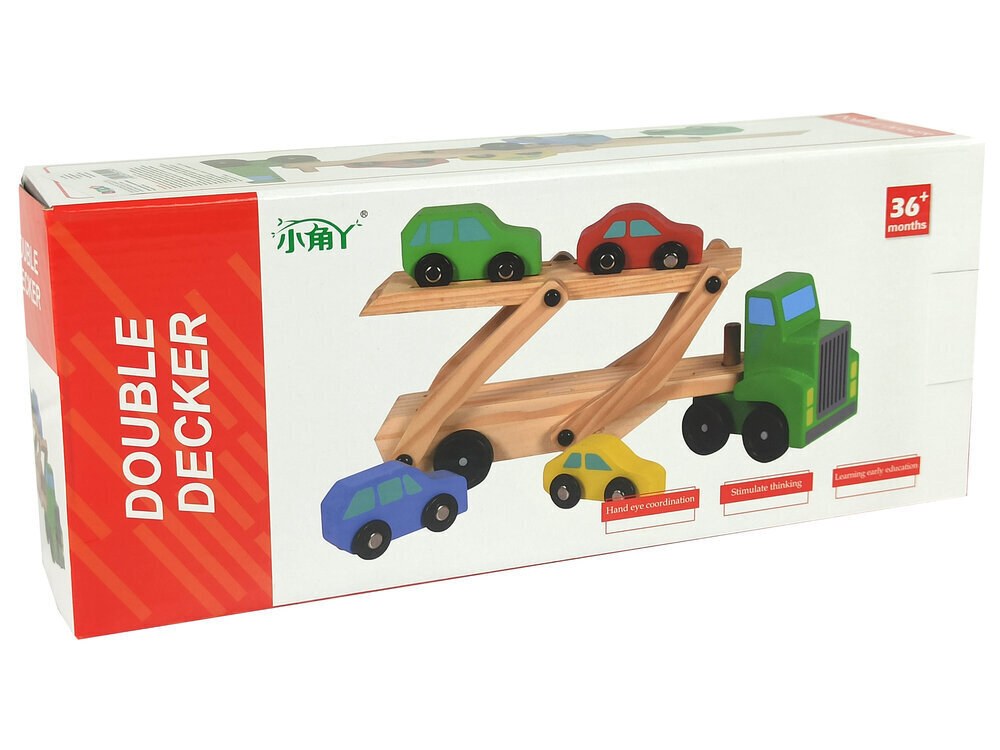 Puidust roheline traktor mänguautodega hind ja info | Poiste mänguasjad | kaup24.ee