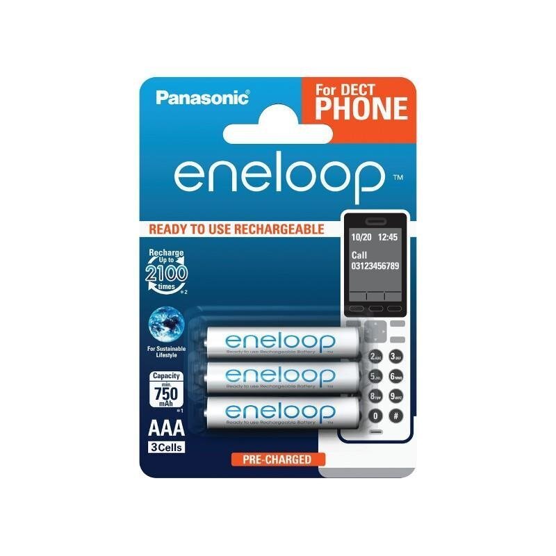 Panasonic eneloop rechargeable patareid AAA 750 3BP Dect цена и информация | Patareid | kaup24.ee