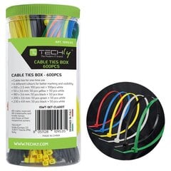 Хомуты для крепления кабеля Techly, различных цветов, 600 шт. цена и информация | Кабели и провода | kaup24.ee