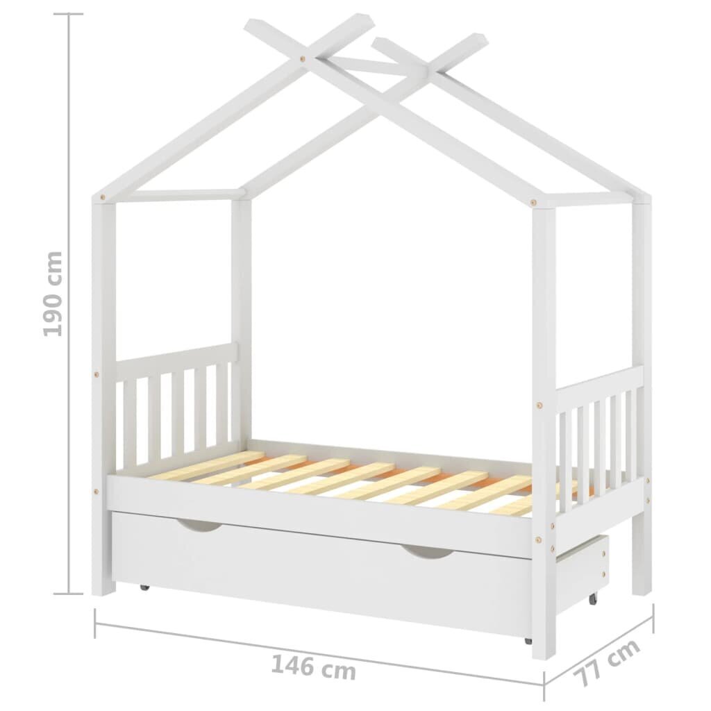 vidaXL lastevoodi raam sahtliga, valge männipuit, 70x140 cm hind ja info | Lastevoodid | kaup24.ee