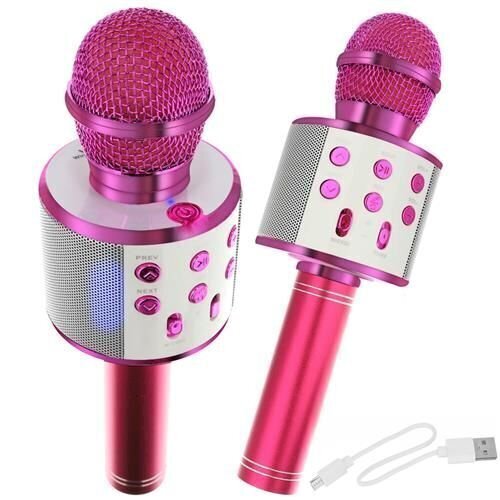 Goodbuy karaokemikrofon sisseehitatud bluetooth kõlariga / 3W / aux / häälmodulaator / USB / Micro SD roosa цена и информация | Mikrofonid | kaup24.ee