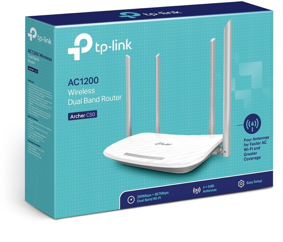 TP-LINK Archer C50, 300+867 Mbit/s hind ja info | Ruuterid | kaup24.ee