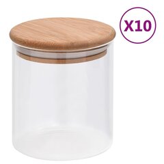 vidaXL klaasist säilituspurgid, bambusest kaanega, 10 tk, 600 ml цена и информация | Посуда для хранения еды | kaup24.ee
