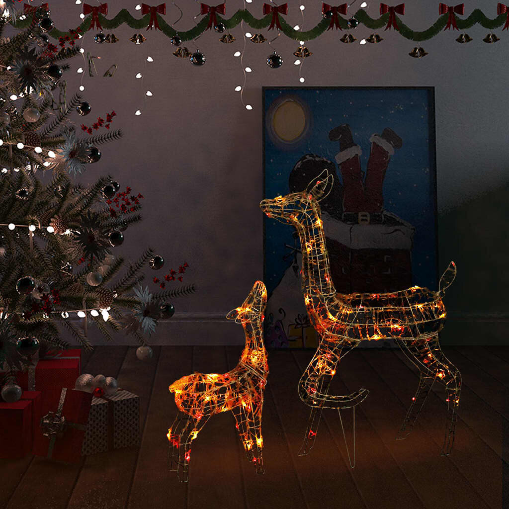vidaXL akrüülist põhjapõtrade perekond, 160 LEDi, värviline hind ja info | Jõulukaunistused | kaup24.ee