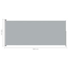 vidaXL lahtitõmmatav terrassi külgsein, 180 x 500 cm, hall hind ja info | Päikesevarjud, markiisid ja alused | kaup24.ee