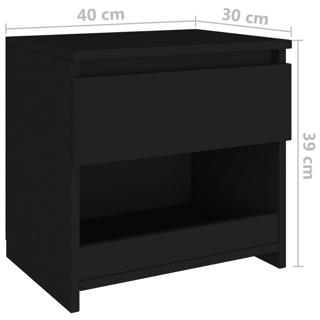 vidaXL öökapp, must, 40 x 30 x 39 cm, puitlaastplaat hind ja info | Öökapid | kaup24.ee