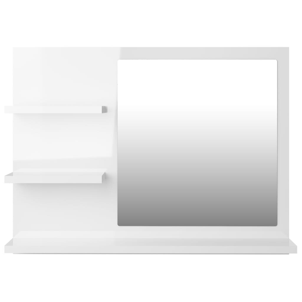 vidaXL vannitoa peeglikapp, kõrgläikega valge, 60 x 10,5 x 45 cm, puitlaastplaat цена и информация | Vannitoa peeglid | kaup24.ee