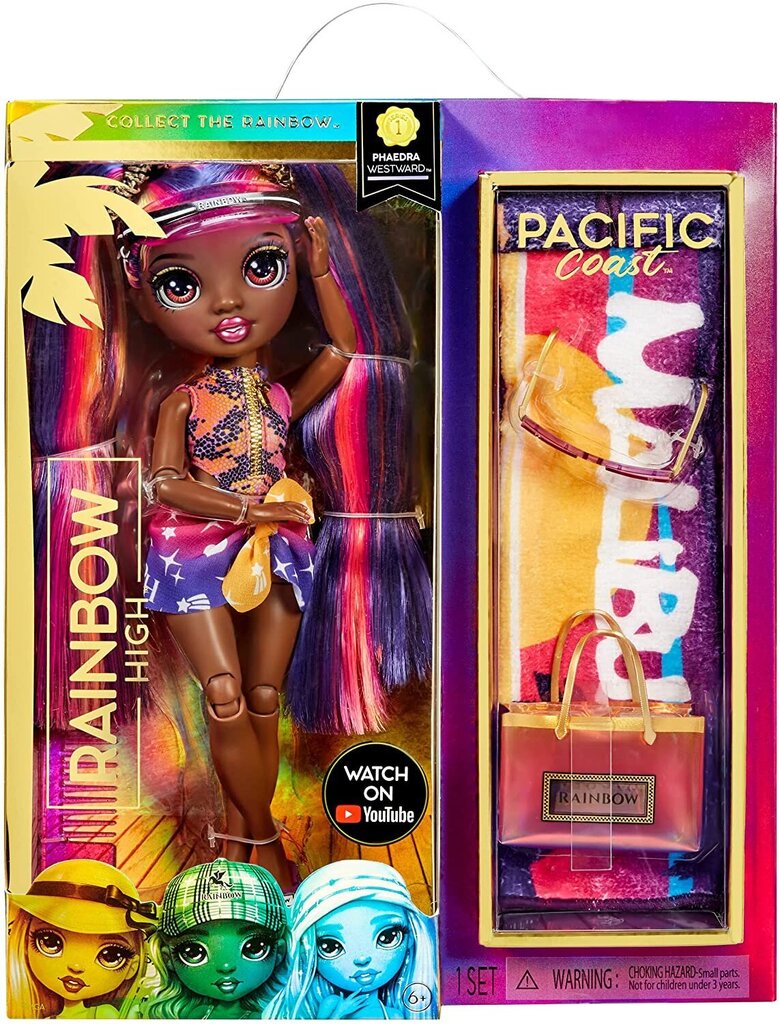 Nukk Rainbow High! Pacific Coast Series 1 - Phaedra Westward цена и информация | Tüdrukute mänguasjad | kaup24.ee