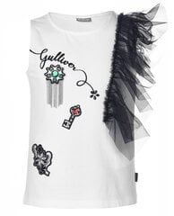 Tüdrukute asümmeetriliste volangidega T-särk Gulliver, valge цена и информация | Рубашки для девочек | kaup24.ee