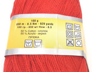 Kudumislõng Lanos Cotonax, värvus punane 956RAUD hind ja info | Kudumistarvikud | kaup24.ee