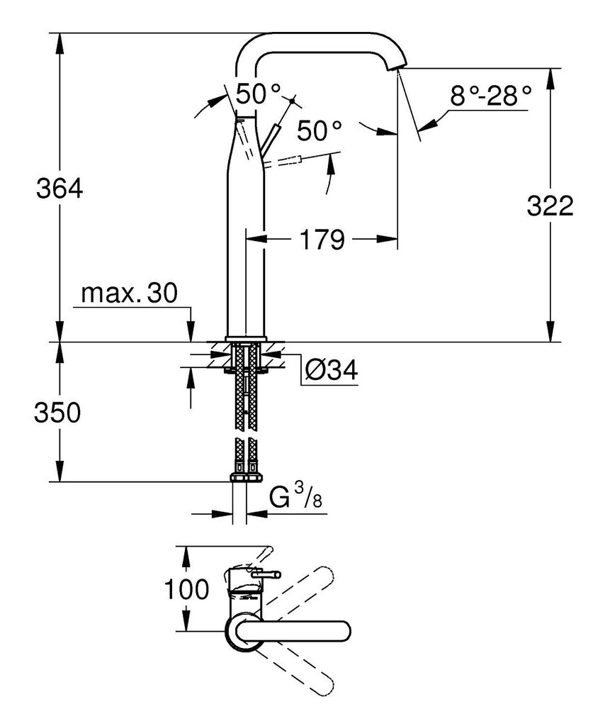 Valamusegisti Grohe Essence New XL, kroom, 32901001 hind ja info | Vannitoa segistid | kaup24.ee