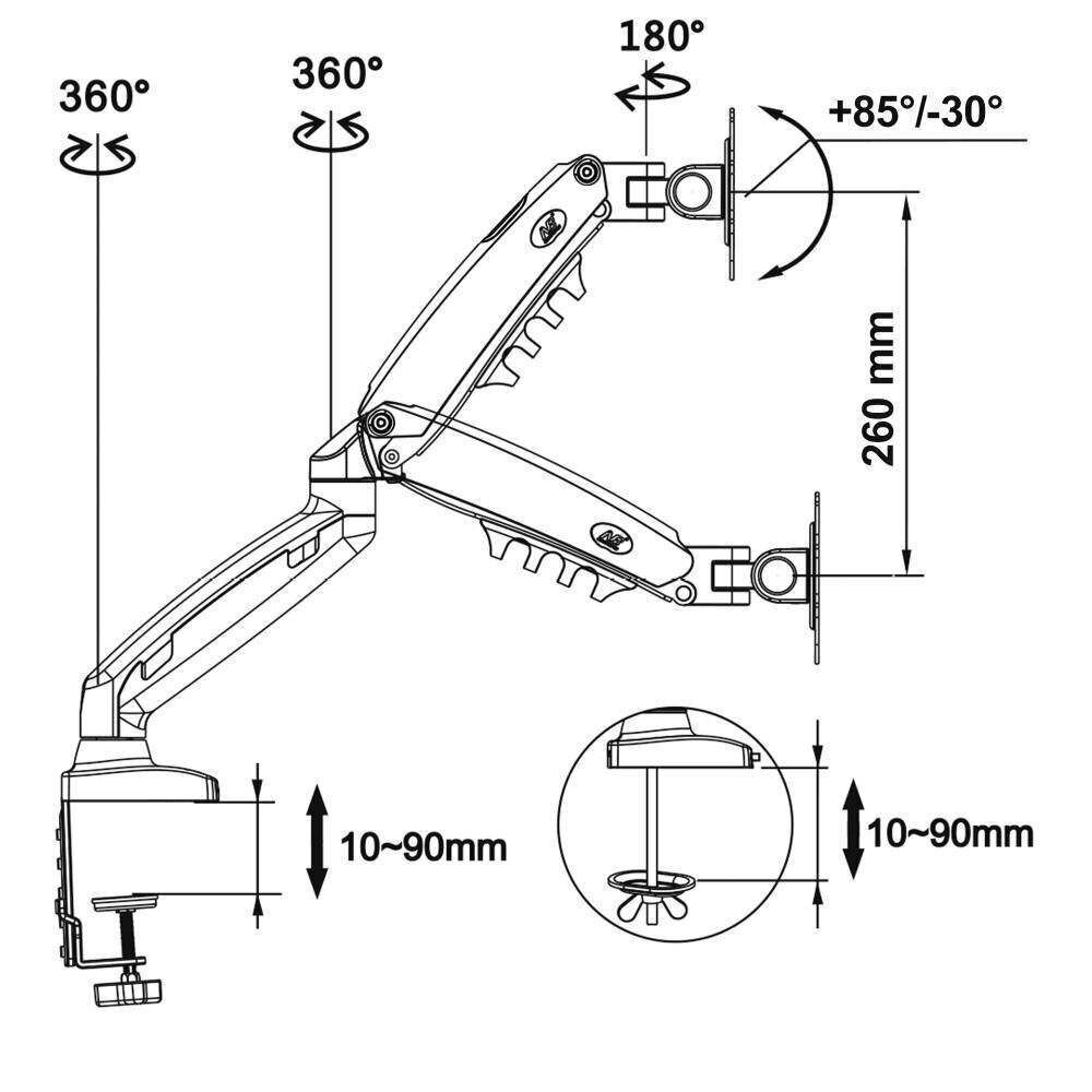 F80 17"-30" (suurus 10*10, suurus 10kg) hind ja info | Monitori hoidjad | kaup24.ee