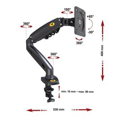 F80 17"-30" (размер до 10*10, до 10кг) цена и информация | Кронштейны для монитора | kaup24.ee