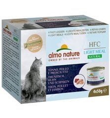 Almo Nature HFC Natural Light Meal, kassidele, tuunikala, kana ja singiga, 4x50 g. hind ja info | Konservid kassidele | kaup24.ee