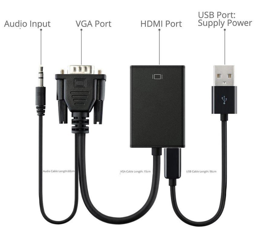 Hallo Adapter VGA to Hdmi (Audio+Video) hind ja info | Kaablid ja juhtmed | kaup24.ee