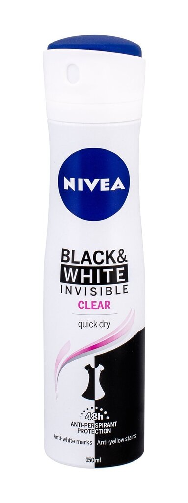 Nivea Black & White Invisible Clear antiperspirant 150 ml цена и информация | Deodorandid | kaup24.ee