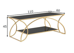 Кофейный столик Glam 110 с полкой, черного/золотого цвета цена и информация | Журнальные столики | kaup24.ee