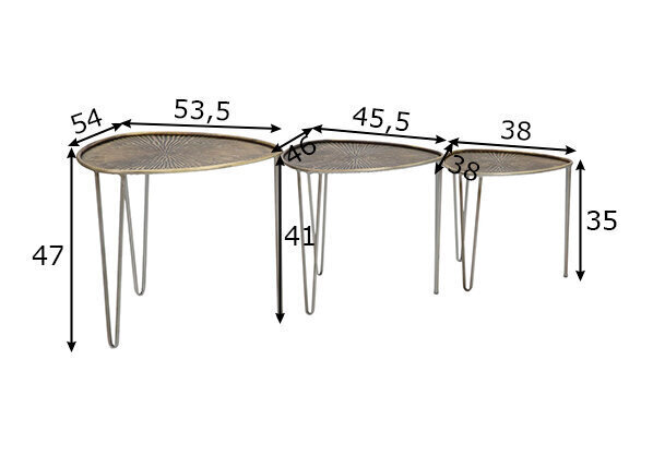 3 diivanilaua komplekt Industrial, must/pruun hind ja info | Diivanilauad | kaup24.ee