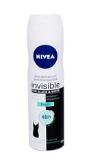 Spreideodorant Nivea Invisible Black & White Fresh 150 ml цена и информация | Дезодоранты | kaup24.ee