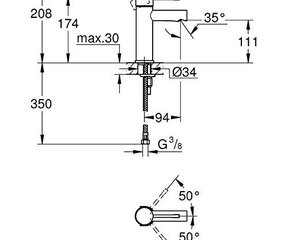 Смеситель для раковины Grohe Essence, S размер, хромовый, 34294001 цена и информация | Смесители | kaup24.ee