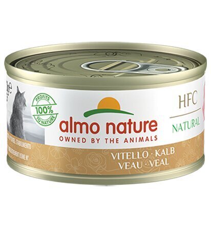 Almo Nature HFC Natural, kassidele, vasikalihaga, 70 g цена и информация | Konservid kassidele | kaup24.ee