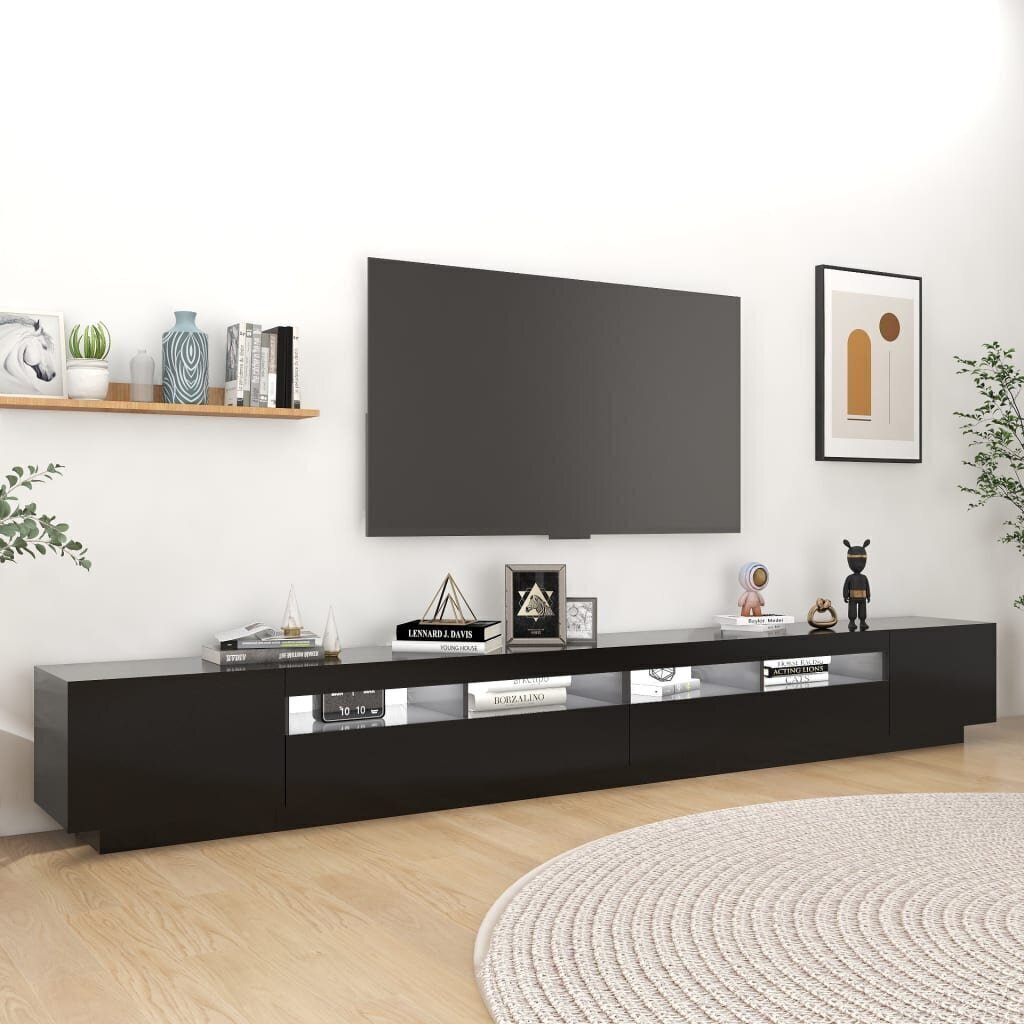 vidaXL telerialus LED-tuledega, must, 300 x 35 x 40 cm hind ja info | TV alused | kaup24.ee
