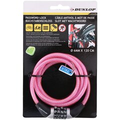 Велосипедный замок с кодом Dunlop, 0.6 x 120 см, розовый цена и информация | Замки для велосипеда | kaup24.ee