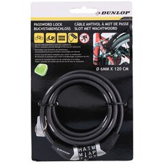 Велосипедный замок с кодом Dunlop, 0.6 x 120 см, черный цена и информация | Замки для велосипеда | kaup24.ee