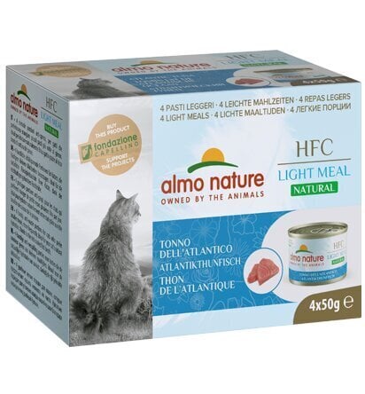 Kassikonserv Almo Nature HFC Natural Light Meal, Atlandi tuunikala, 4 x 50 g hind ja info | Konservid kassidele | kaup24.ee