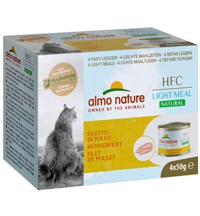 Kassikonserv Almo Nature HFC Natural Light Meal, kanafilee, 4 x 50 g цена и информация | Konservid kassidele | kaup24.ee