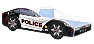 Voodi madratsiga Car BED-POLICE-1, 140x70, must/valge hind ja info | Lastevoodid | kaup24.ee