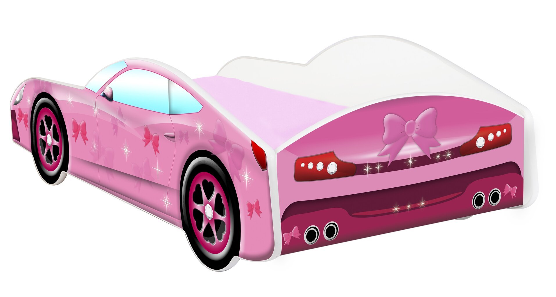 Voodi madratsiga Car BED-PINK-2, 140x70 cm, roosa цена и информация | Lastevoodid | kaup24.ee