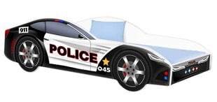 Voodi madratsiga Car BED-POLICE-1, 160x80 cm, must/valge цена и информация | Детские кровати | kaup24.ee