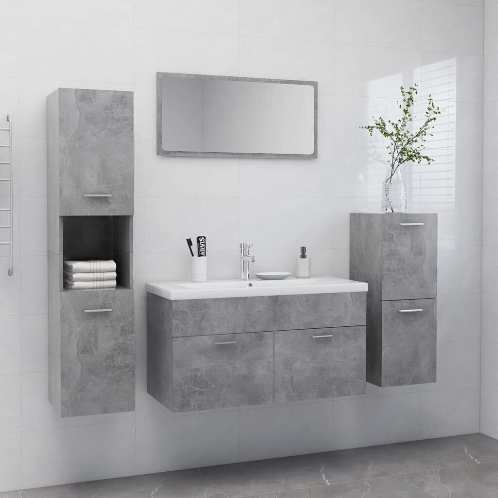 vidaXL vannitoamööblikomplekt, betoonhall, puitlaastplaat hind ja info | Vannitoa komplektid | kaup24.ee