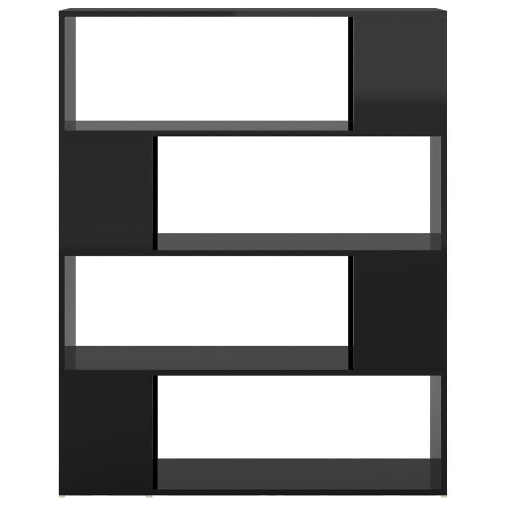 vidaXL raamaturiiul/ruumijagaja, kõrgläikega must, 100 x 24 x 124 cm hind ja info | Riiulid | kaup24.ee