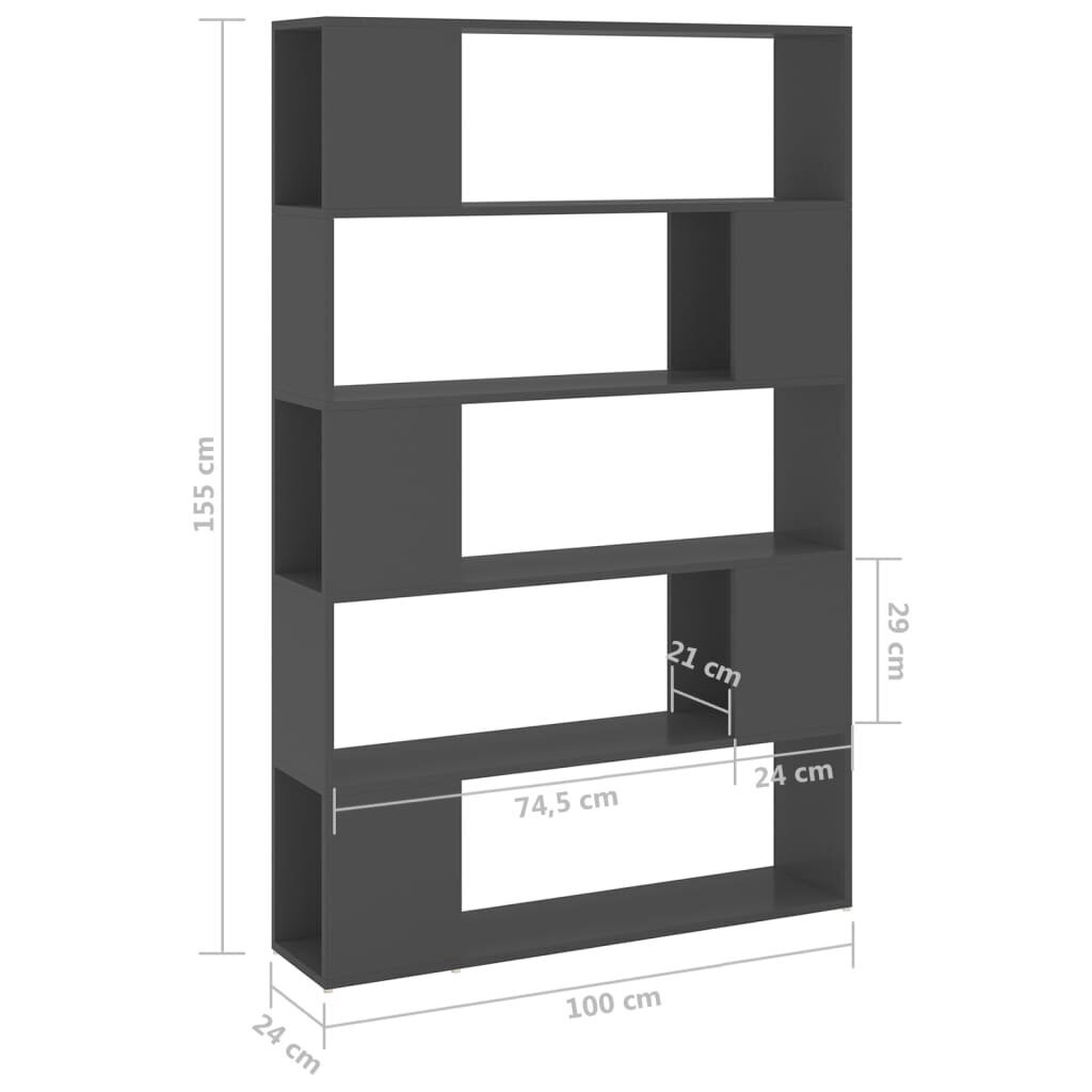 vidaXL raamaturiiul/ruumijagaja hall 100 x 24 x 155 cm, puitlaastplaat hind ja info | Riiulid | kaup24.ee