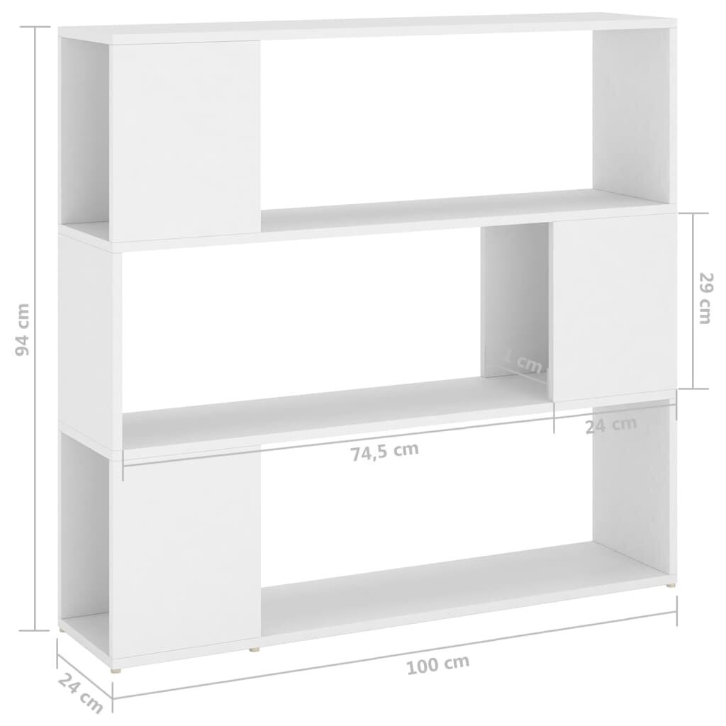 vidaXL raamaturiiul/ruumijagaja, valge, 100 x 24 x 94 cm hind ja info | Riiulid | kaup24.ee