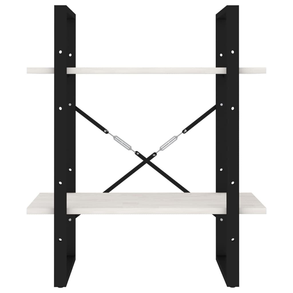 vidaXL 2-korruseline raamaturiiul, 60 x 30 x 70 cm, valge, männipuit цена и информация | Riiulid | kaup24.ee
