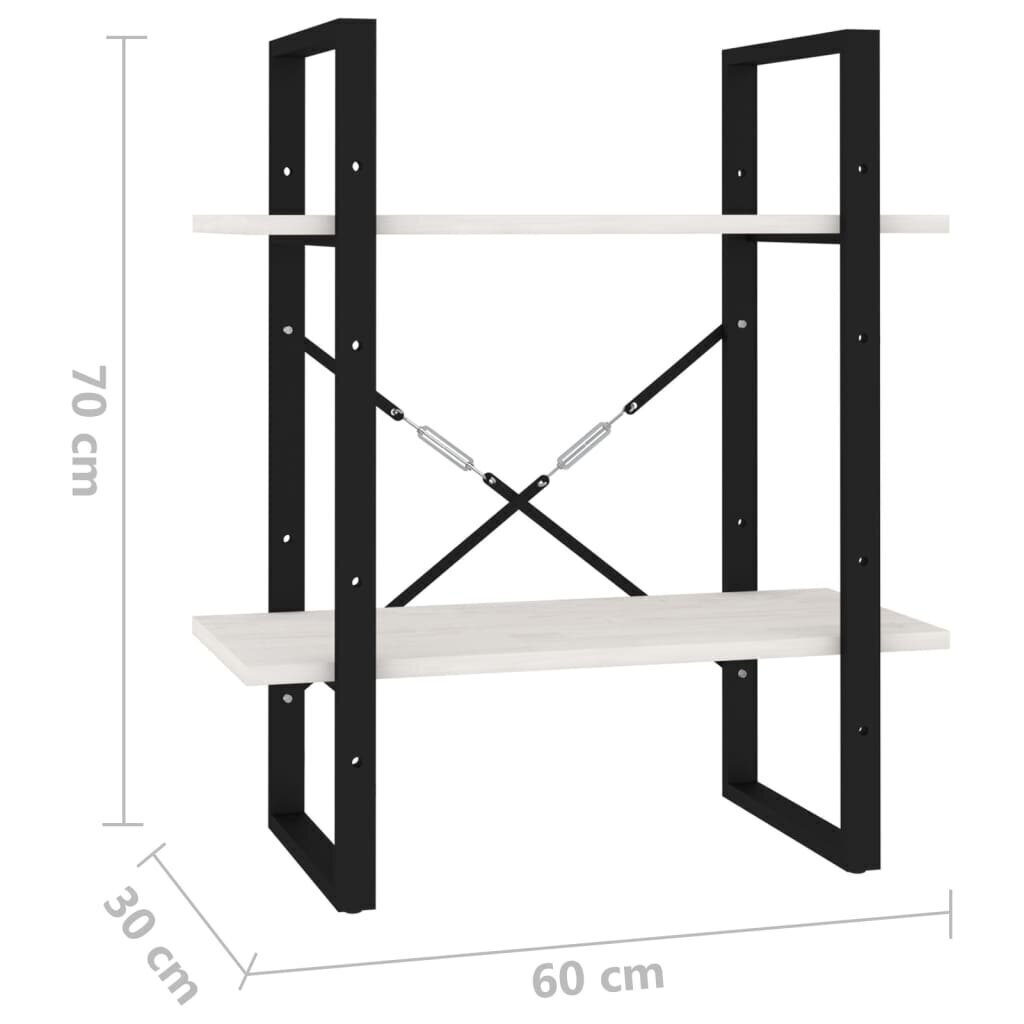 vidaXL 2-korruseline raamaturiiul, 60 x 30 x 70 cm, valge, männipuit hind ja info | Riiulid | kaup24.ee