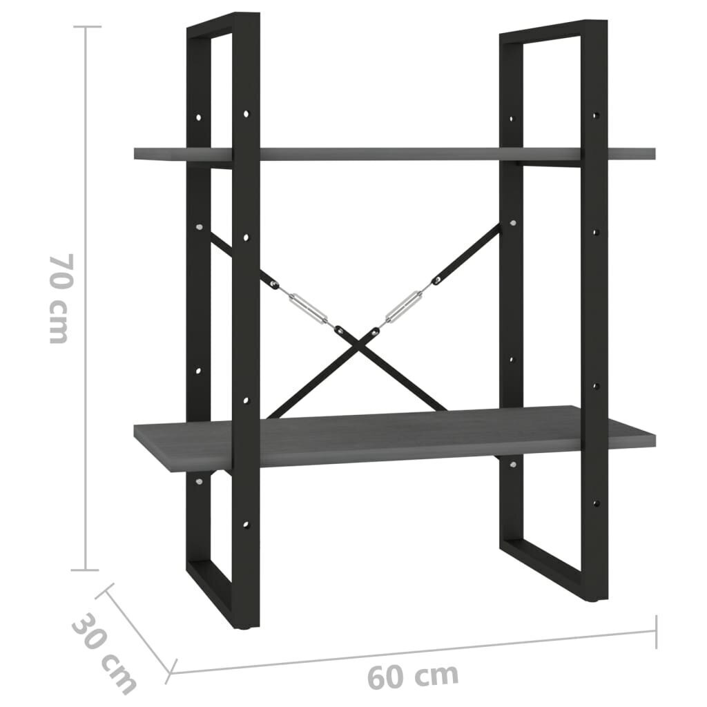 vidaXL 2-korruseline raamaturiiul, 60 x 30 x 70 cm, hall, männipuit цена и информация | Riiulid | kaup24.ee