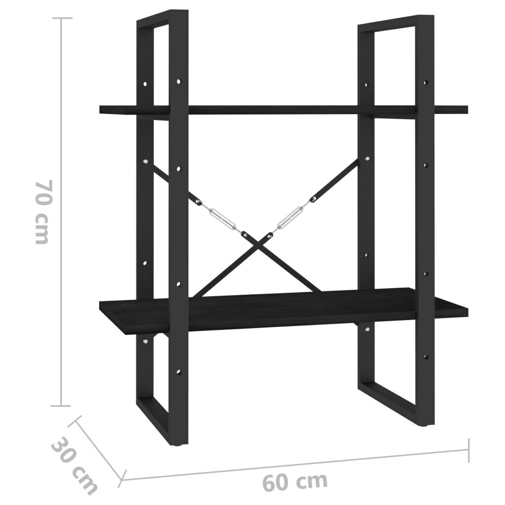 vidaXL 2-korruseline raamaturiiul, 60 x 30 x 70 cm, must, männipuit цена и информация | Riiulid | kaup24.ee