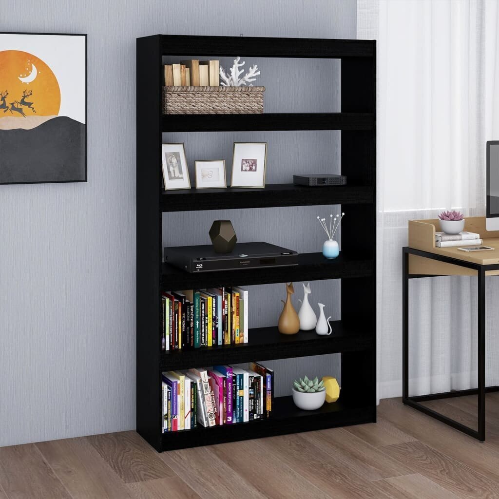 vidaXL raamaturiiul/ruumijagaja, must, 100x30x167,5 cm, täismännipuit hind ja info | Riiulid | kaup24.ee