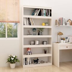vidaXL raamaturiiul/ruumijagaja, valge, 100x30x200 cm, täismännipuit hind ja info | Riiulid | kaup24.ee