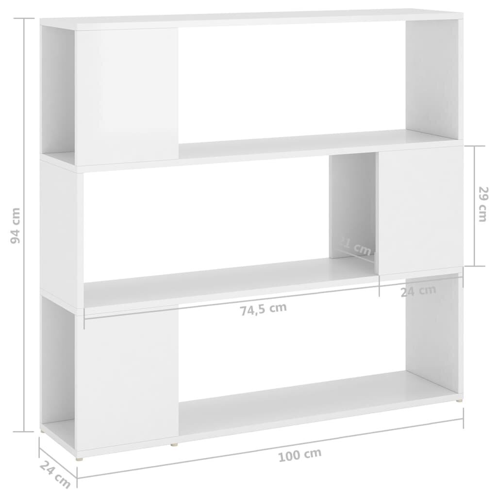 vidaXL raamaturiiul/ruumijagaja, kõrgläikega valge, 100 x 24 x 94 cm hind ja info | Riiulid | kaup24.ee