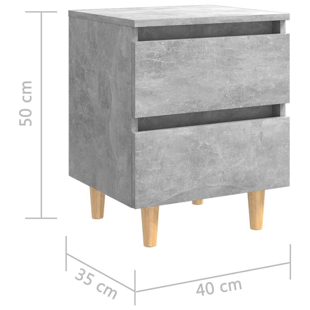 vidaXL öökapp ja männipuidust jalad, betoonhall, 40x35x50 cm цена и информация | Öökapid | kaup24.ee