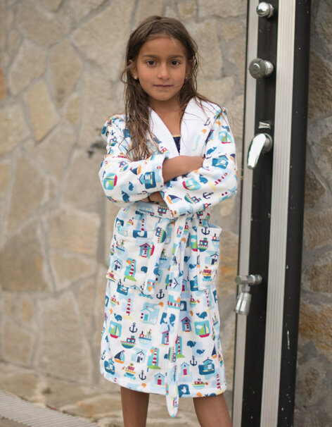 Laste puuvillane hommikumantel- Meri CHBA018 6/8 hind ja info | Tüdrukute hommikumantlid ja pidžaamad | kaup24.ee